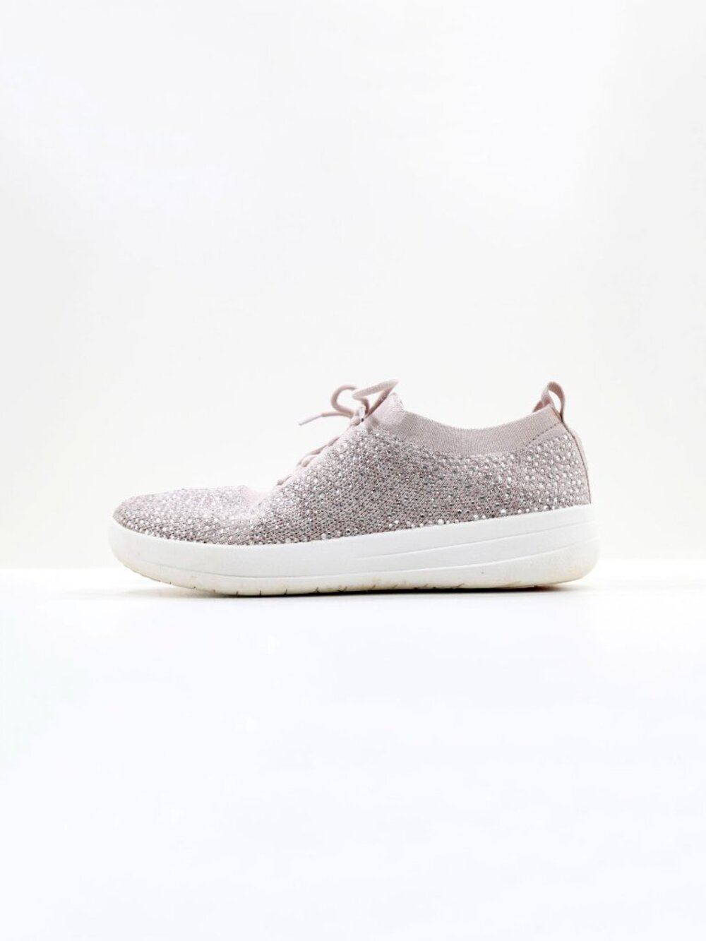 FitFlop F-Sporty Uberknit Mauve Knit Rhinestone Lightweight Slip On Sneakers 7.5